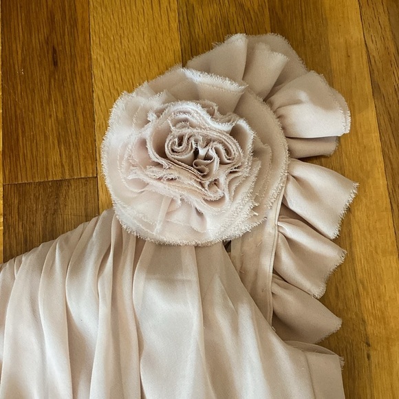 Dessy Girl Tan One Shoulder Dress Size 12 - Picture 3 of 9